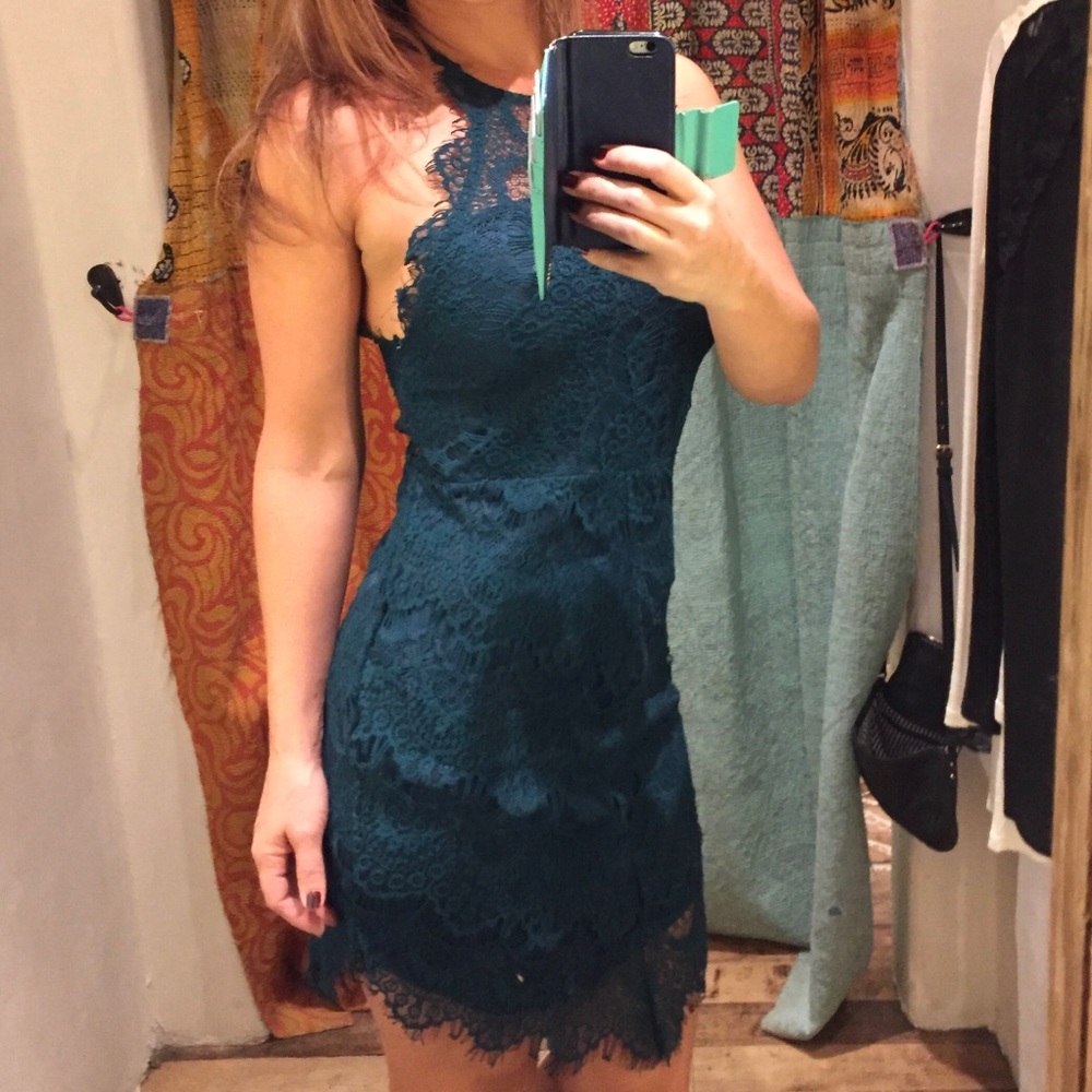 Free People Lace Dress dark green